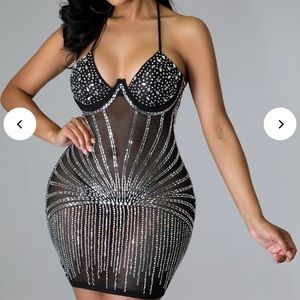 Black Sexy Birthday Prom Dress Event. Sequin. Mesh.